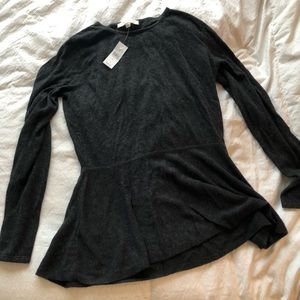 Brand new dark gray peplum sweater